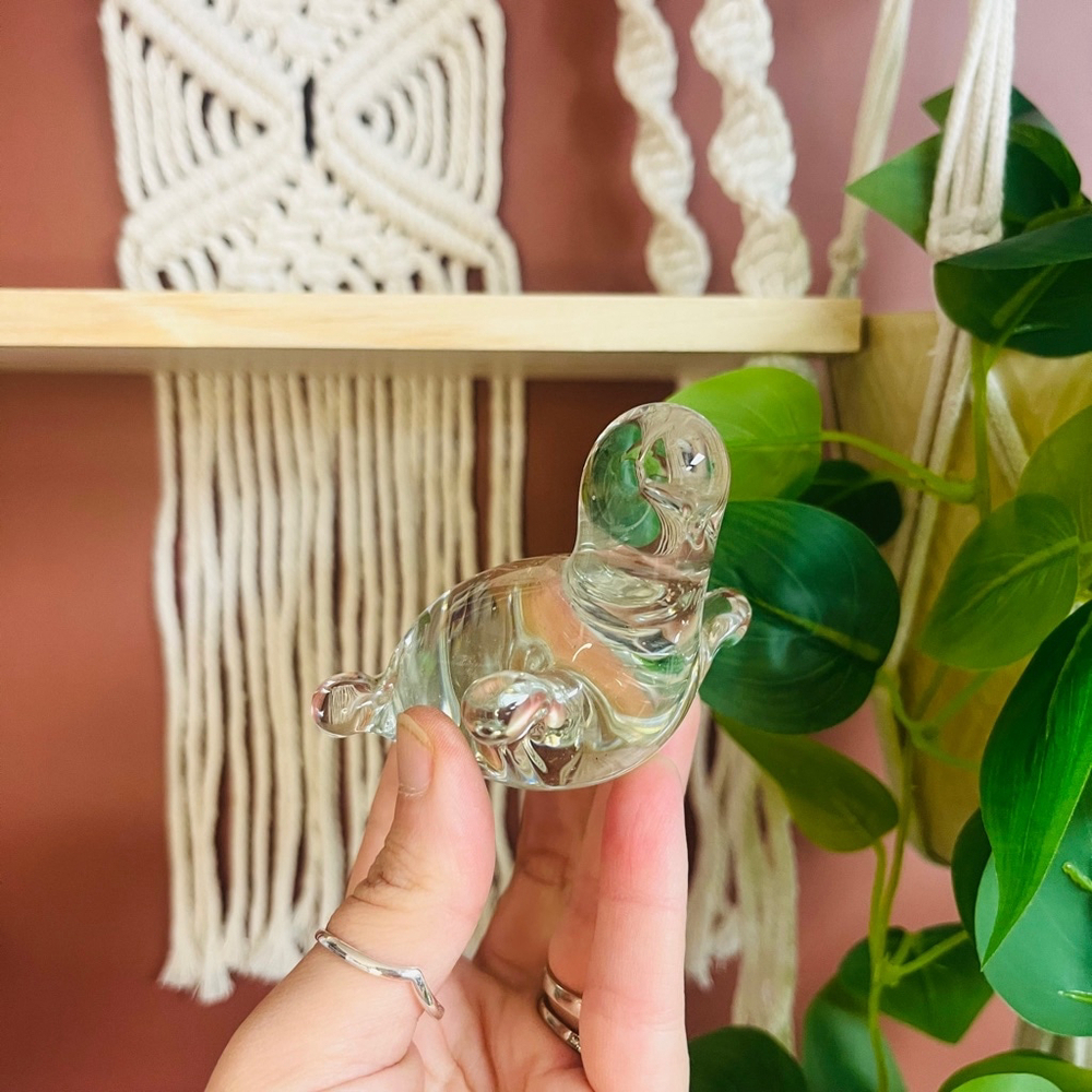 Art Glass Seal Figurine Clear Small‎ Decorative Home Decor